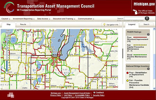 Screenshot from the interactive map tool on the TAMC website