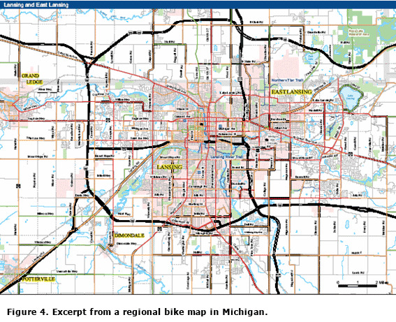 Figure 4. Excerpt from a regional bike map in Michigan.