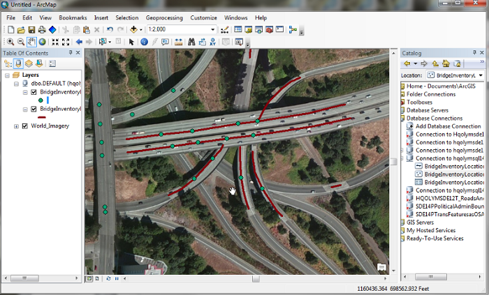 screenshot of WSDOT Bridge Inventory in the ArcMap tool