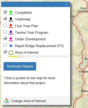 screenshot from the PennDOT GIS Application showing a list of characteristics about a project