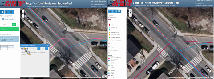 screenshot of a split-screen showing two users' perspective while using the MDOT/SHA application